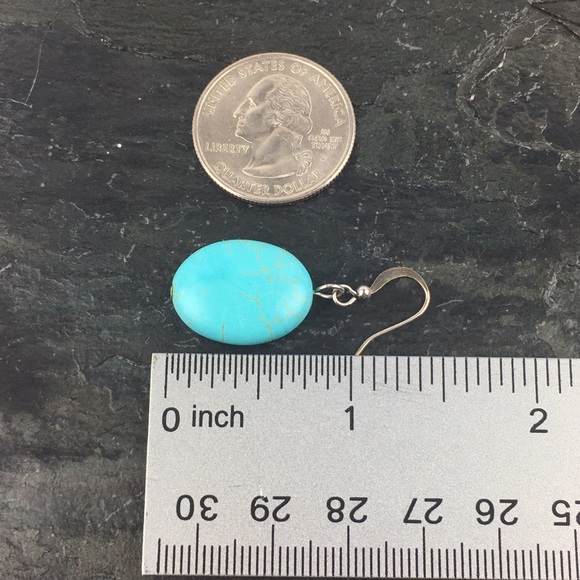 Blue Howlite Hook Dangle Earrings - Picture 5 of 6